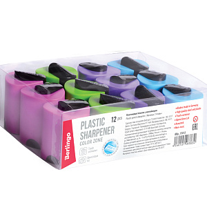 Точилка пластиковая Berlingo "Color Zone" 1 отверстие, контейнер, ассорти