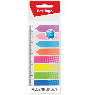 Флажки-закладки Berlingo, 45*12/42*12мм, 25л*8 неоновых цветов, с линейкой, европодвес