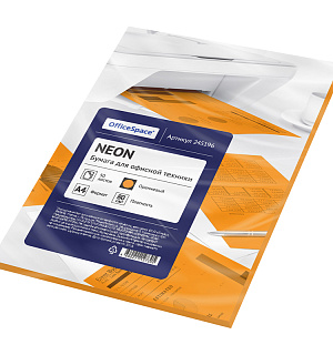 Бумага цветная OfficeSpace neon А4, 80г/м2, 50л. (оранжевый)