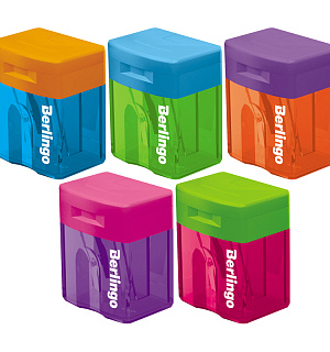 Точилка пластиковая Berlingo "Fuze" 1 отверстие, контейнер, ассорти