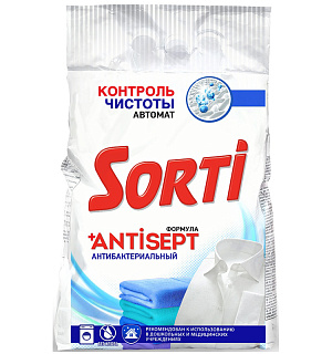 Порошок для машинной стирки Sorti "Контроль чистоты", антибактериальный, 6кг