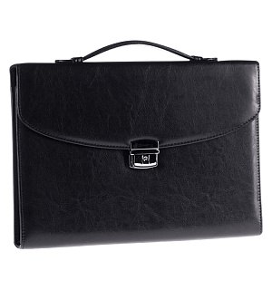 Портфель OfficeSpace "Planeta", кожзам, черный, 3 отделения, метал. замок