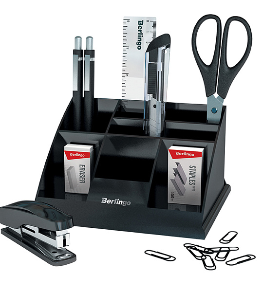 Настольный органайзер Berlingo "Western", 9 предметов, черный