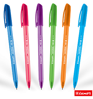Ручка шариковая Luxor "InkGlide 100 Icy" синяя, 0,7мм, трехгран., корпус ассорти