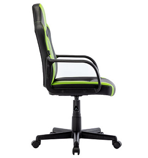 Кресло компьютерное BRABIX "Stripe GM-202", экокожа, черное/зеленое, 532511