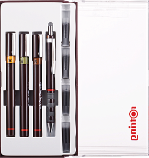 Набор изографов Rotring 0,2/0,3/0,5мм, мех. карандаш 0,5мм, чернила