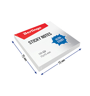 Самоклеящийся блок Berlingo "Ultra Sticky", 75*75мм, 100л, белый