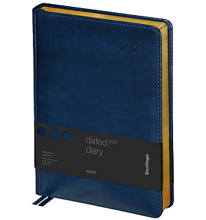 Ежедневник датированный 2023г., А4-(B5), 184л., кожзам, Berlingo "xGold", зол. срез, синий