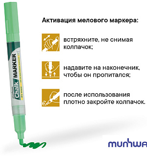 Маркер меловой MunHwa "Chalk Marker" зеленый, 3мм, спиртовая основа, пакет