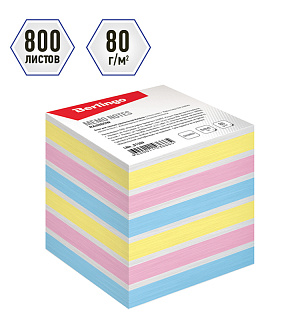 Блок для записи на склейке Berlingo "Rainbow" 8*8*8см, цветной, пастель