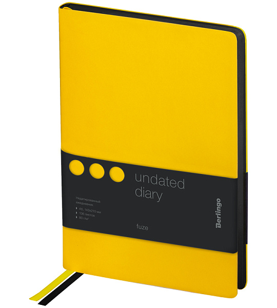 Ежедневник недатир. A5, 136л., кожзам, Berlingo "Fuze", цветной срез, желтый