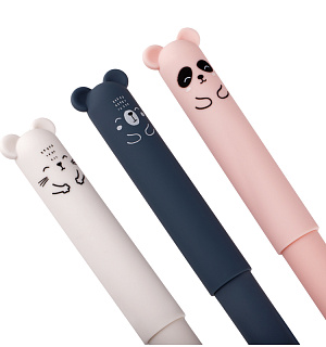 Ручка гелевая стираемая MESHU "Cutes" синяя, 0,5мм, софт-тач, корпус ассорти