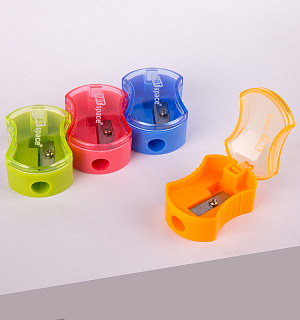 Точилка пластиковая ArtSpace 1 отверстие, контейнер, с крышкой, ассорти