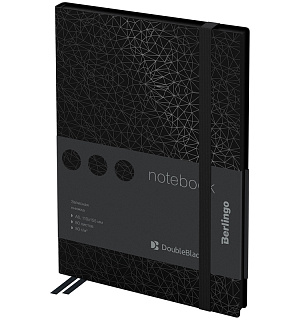 Записная книжка А6 80л., кожзам, Berlingo "DoubleBlack", черный срез, черная, с рисунком