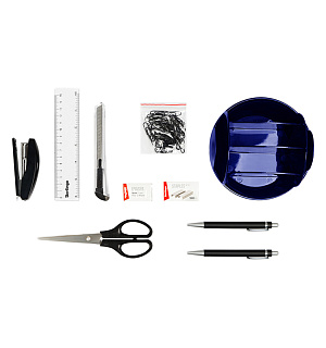 Настольный органайзер Berlingo "FR", 9 предметов, вращающийся, синий