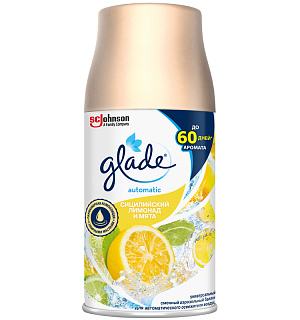Сменный баллон для освежителя воздуха Glade Automatic "Сицилийский лимонад и мята", 269мл
