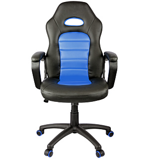 Кресло игровое Helmi HL-S06 "Highway", экокожа/ткань черная/синяя