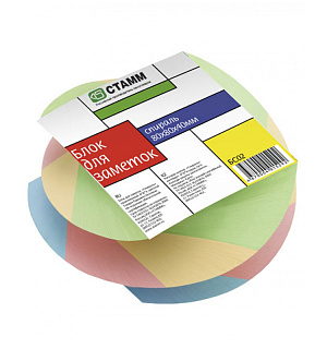 Блок для записей на склейке СТАММ "Basic" 8*8*4см, витой, цветной