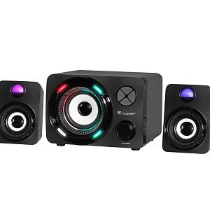 Колонки Defender G11, 2*3W+Subwoofer 5W, Bluetooth 5.0, FM, MP3, USB, SD, подсветка, черный
