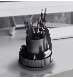 Настольный органайзер OfficeSpace "Карусель", 12 предметов, вращающийся, черный