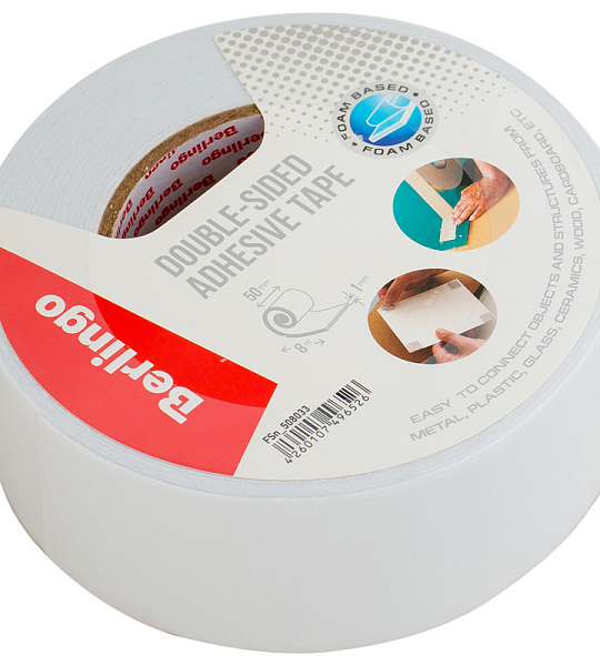 Клейкая лента двусторонняя Berlingo, 50мм*8м, на вспененной основе, 1мм