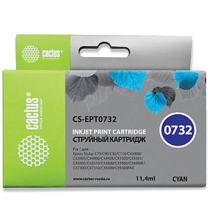 Картридж струйный CACTUS (CS-EPT0732) для EPSON Stylus С79/СХ3900/4900/5900/7300, голубой