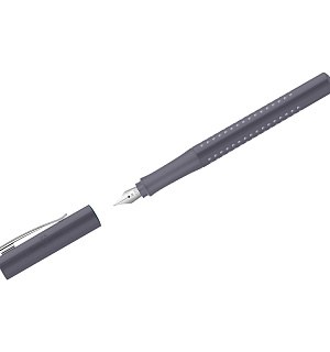 Ручка перьевая Faber-Castell "Grip 2010" синяя, М=0,75мм, трехгран., бархатный серый корпус