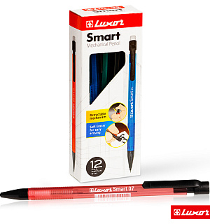 Карандаш механический Luxor "Smart Slim" 0,7мм, с ластиком, ассорти