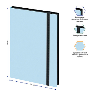 Записная книжка А5 80л., кожзам, Berlingo "Instinct", черный срез, черный/аквамарин, с резинкой