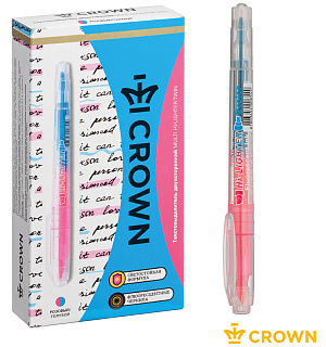 Текстовыделитель двухсторонний Crown "Multi Hi-Lighter Twin" розовый/голубой, 3/2мм