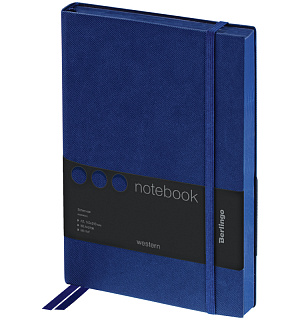 Записная книжка А5 80л., кожзам, Berlingo "Western", с резинкой, синий