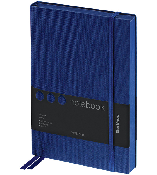 Записная книжка А5 80л., кожзам, Berlingo "Western", с резинкой, синий