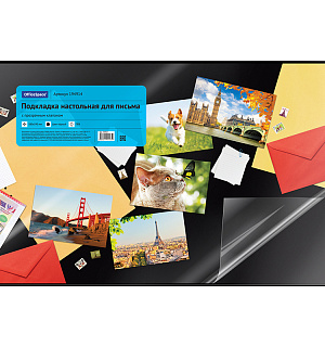 Настольное покрытие OfficeSpace, 38*59см, черное, с прозрачным клапаном