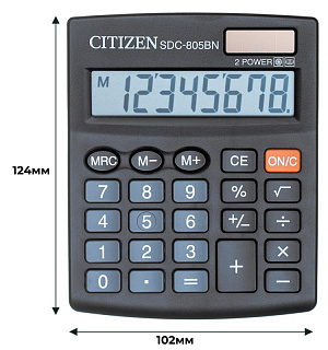 Калькулятор настольный КОМПАКТНЫЙ CITIZEN бухг. SDC805BN/NR 8 разрядов DP