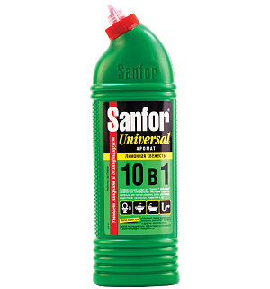 Чистящее средство для сантехники Sanfor "Universal 10в 1. Лимонная свежесть", гель с хлором, 1л