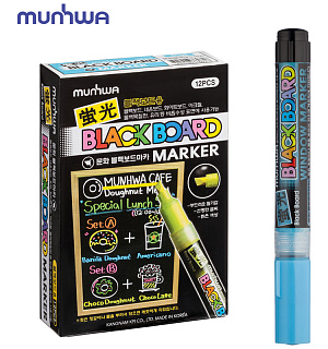 Маркер меловой MunHwa "Black Board Marker" голубой, 3мм, водная основа