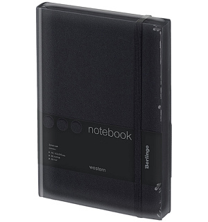 Записная книжка А5 80л., кожзам, Berlingo "Western", черный срез, с резинкой, черный