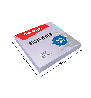 Самоклеящийся блок Berlingo "Ultra Sticky", 75*75мм, 100л, пастель, фиолетовый