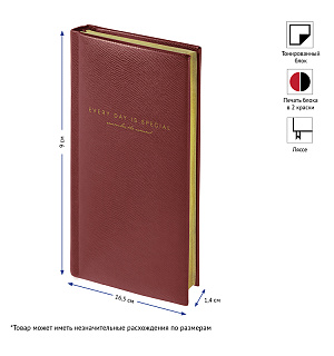 Еженедельник недатированный, карманный, 64л., кожзам, OfficeSpace "Dallas", коричневый, зол. срез