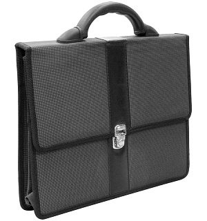 Портфель OfficeSpace "Sanremo", ткань, серый, 2 отделения, метал. замок
