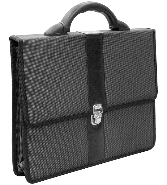 Портфель OfficeSpace "Sanremo", ткань, серый, 2 отделения, метал. замок