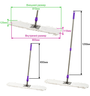 Швабра-рамка OfficeClean Professional, телеск.ручка из нерж. стали 125см, насадка МОП хлопок 80см