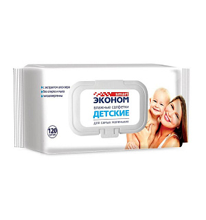 Салфетки влажные Эконом smart детские 120шт./уп. с клапаном 30108