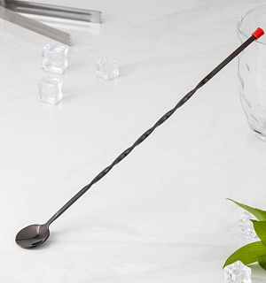 Ложка барная с мадлером, 33,5 см, цвет чёрный