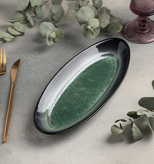 Блюдо для рыбы Verde notte, 11,5×28 см
