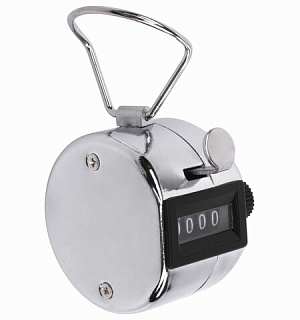 Счетчик механический (кликер), счет от 0 до 9999, корпус металлический, хром, BRAUBERG, 453995