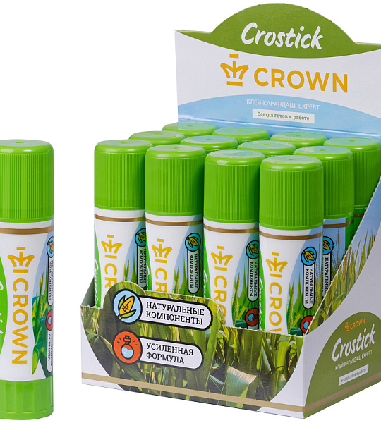 Клей-карандаш Crown "Expert", 35г, ПВП