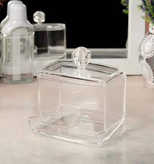 Органайзер для хранения ватных палочек, 9 × 10 × 7 см, цвет прозрачный