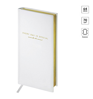 Еженедельник недатированный, карманный, 64л., кожзам, OfficeSpace "Dallas", белый, зол. срез