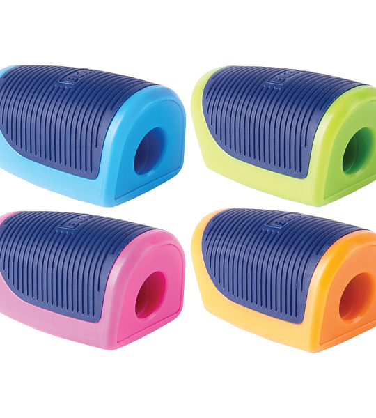 Точилка пластиковая Berlingo "Blitz" 1 отверстие, ассорти, дисплей